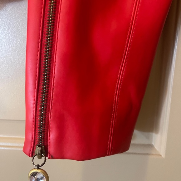 COPY - Emanuel Ungaro red leather motto jacket with crystals - Picture 7 of 8